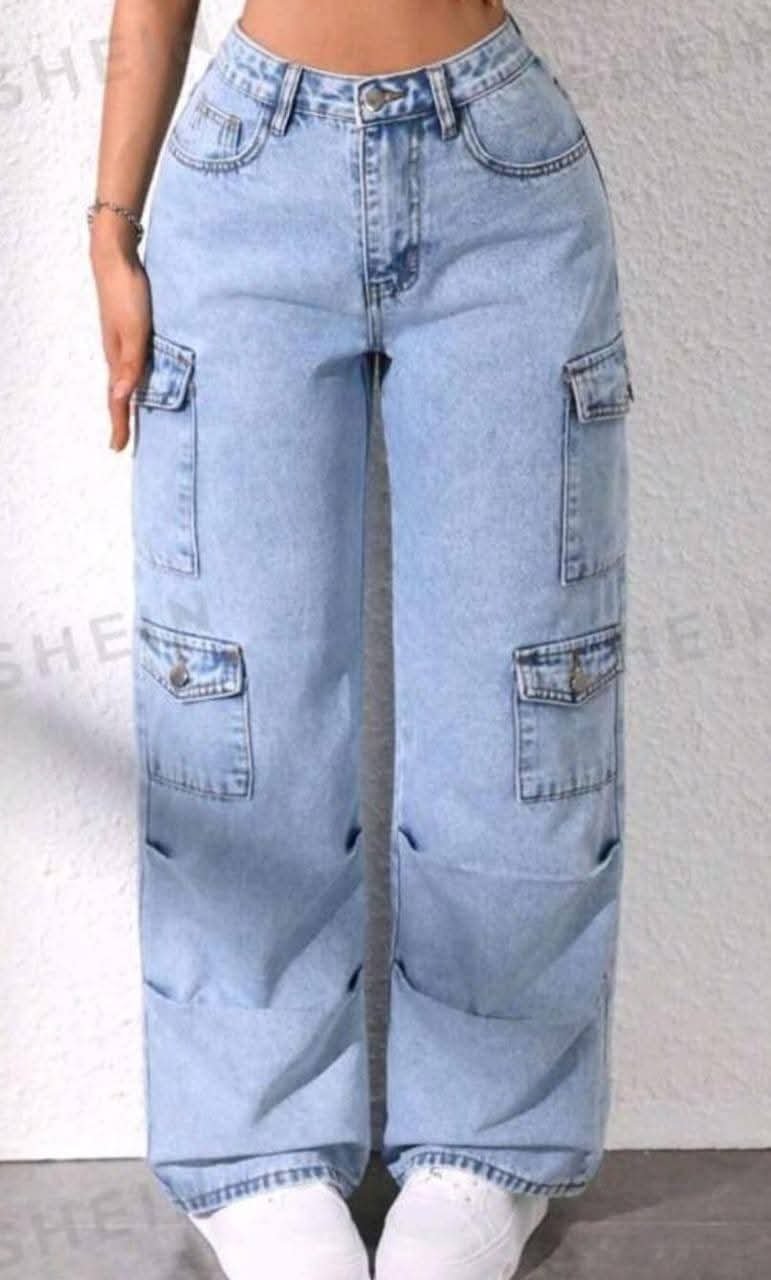 Ladies Denim (2) Ladies’ Cargo Baggy Pants - Image 1