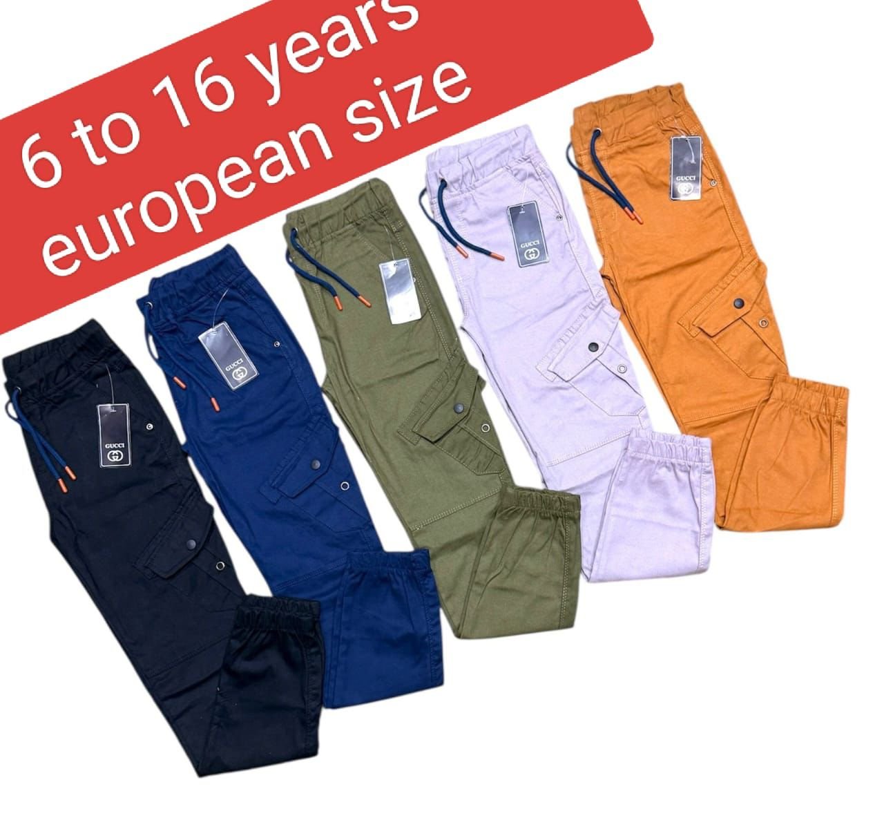 boys cargo (1) Boys’ Chinos (6-Pocket Cargo Stitch Design) - Image 1